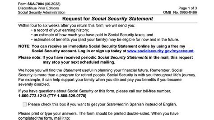 Can I request the latest Social Security statement for my late husband?