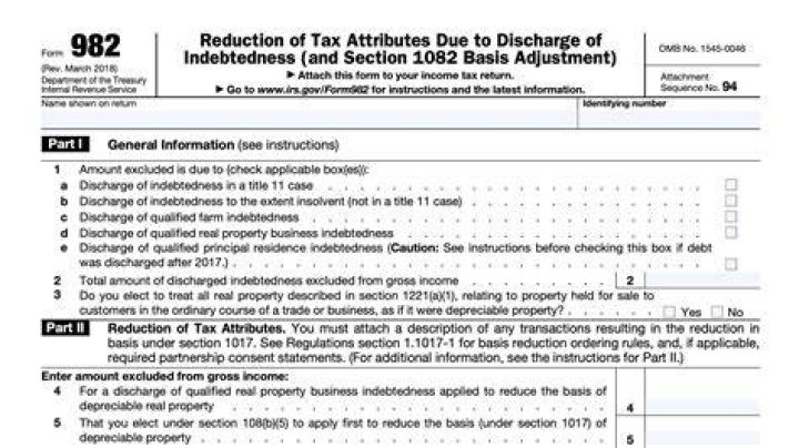 Can you use Form 982 to cancel debt?