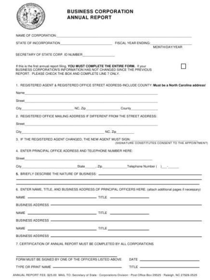 Does a professional corporation have to file an annual report in North Carolina?