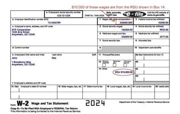 Does RSU get reported on W-2?