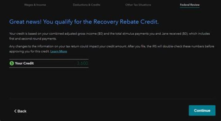 How do I claim my recovery rebate credit on TaxAct?