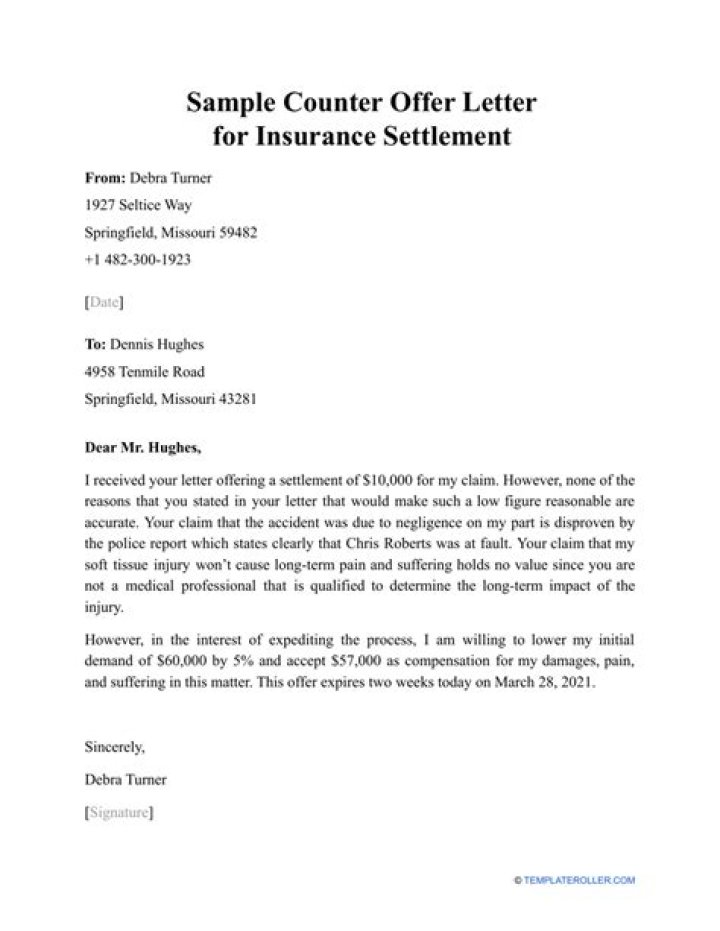 How do I counter offer an insurance settlement?