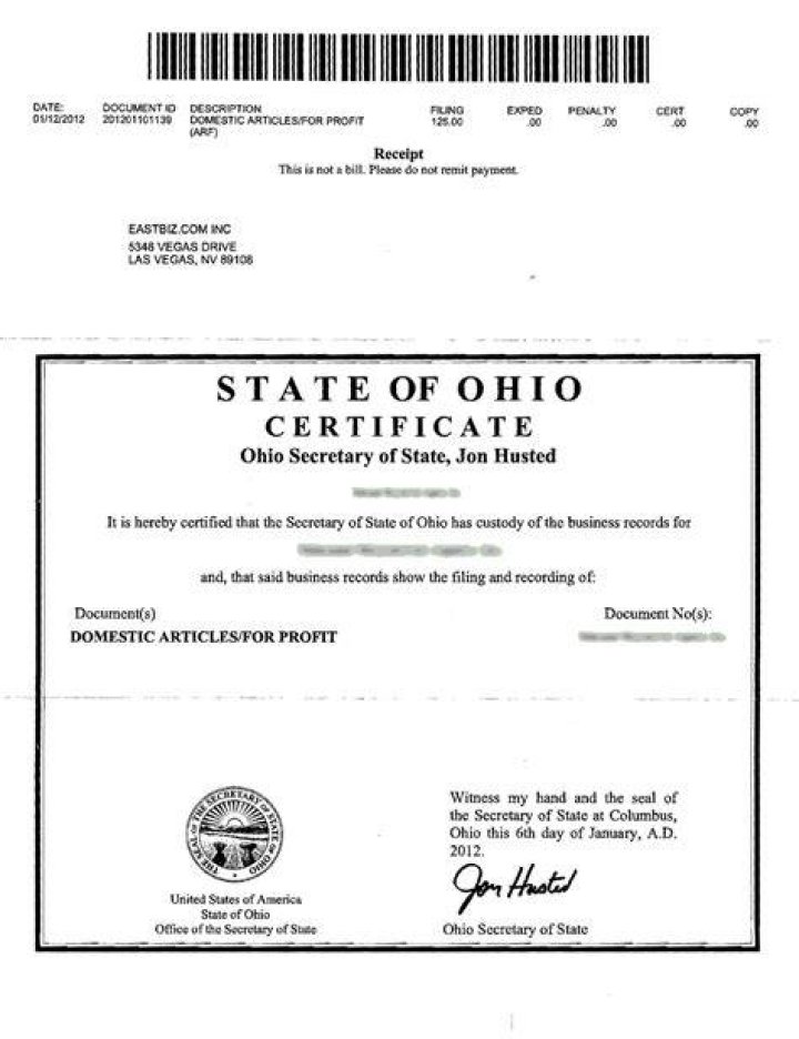 How do I file a corporation in Ohio?