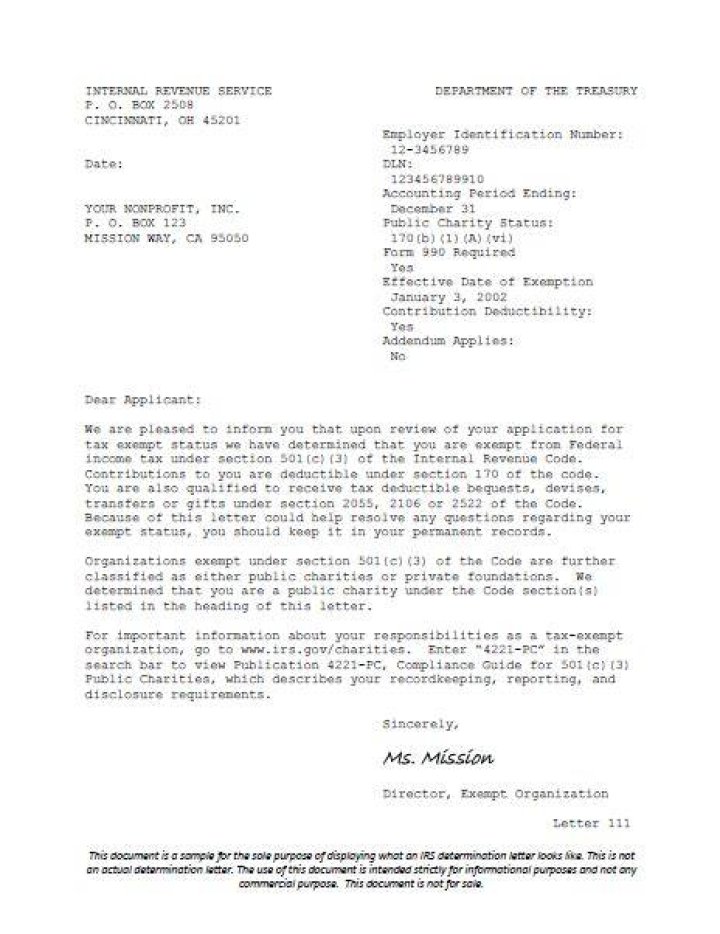 How do I get a copy of your 501c3 determination letter?