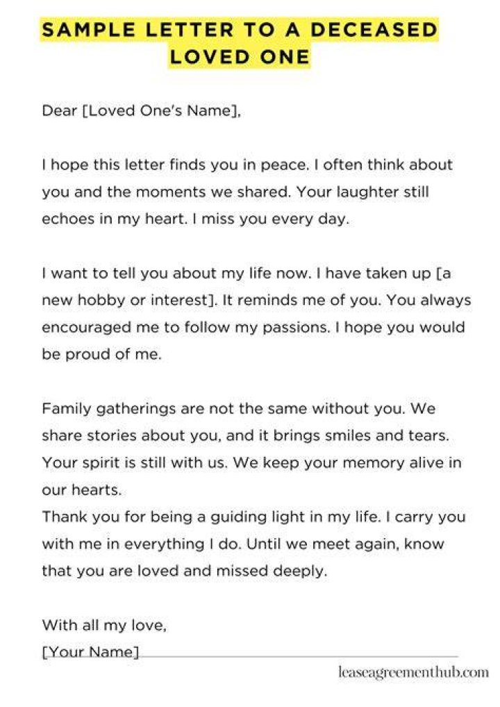 How do you write a note for a deceased person?