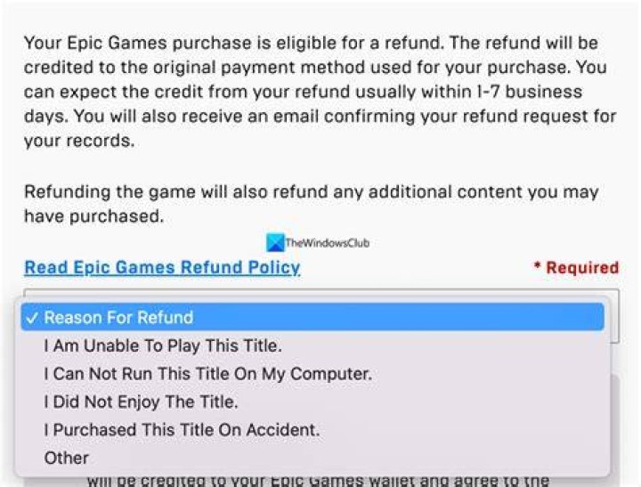 How long does it take for Epic Games to refund?