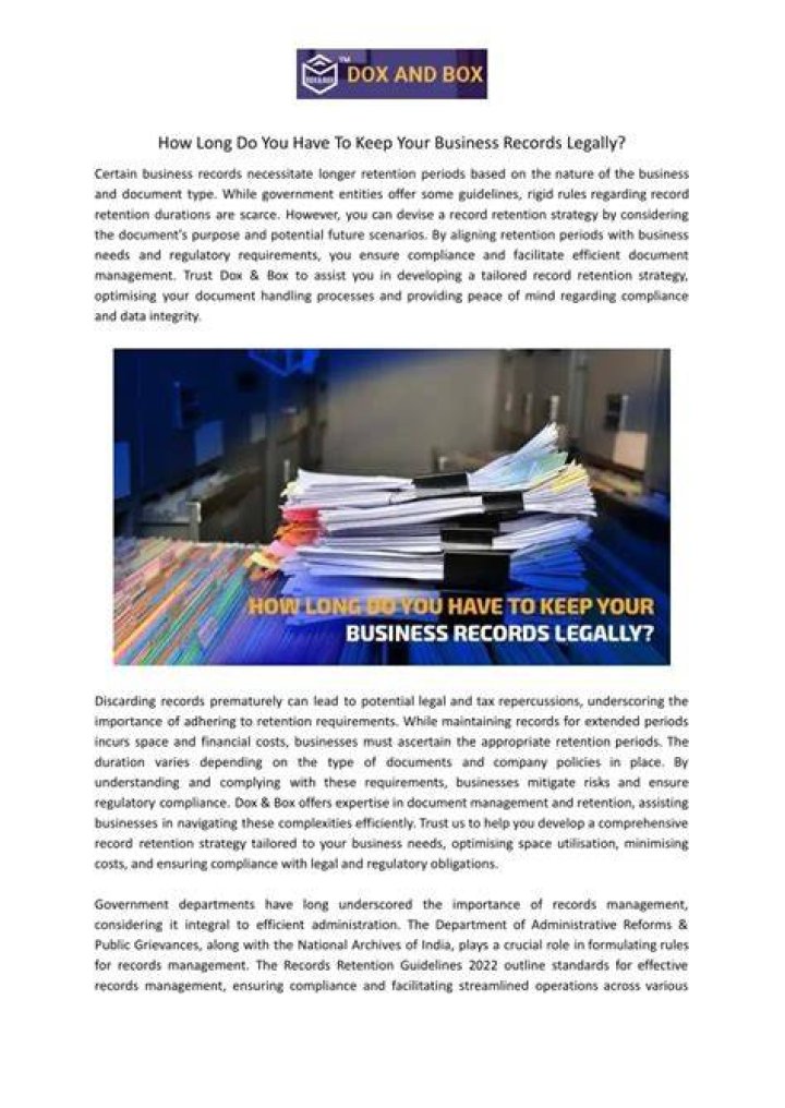 How long is a business legally required to keep their records?