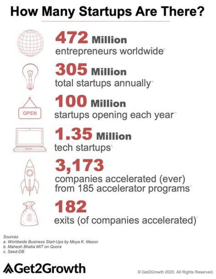 How many startups were there in 2019?