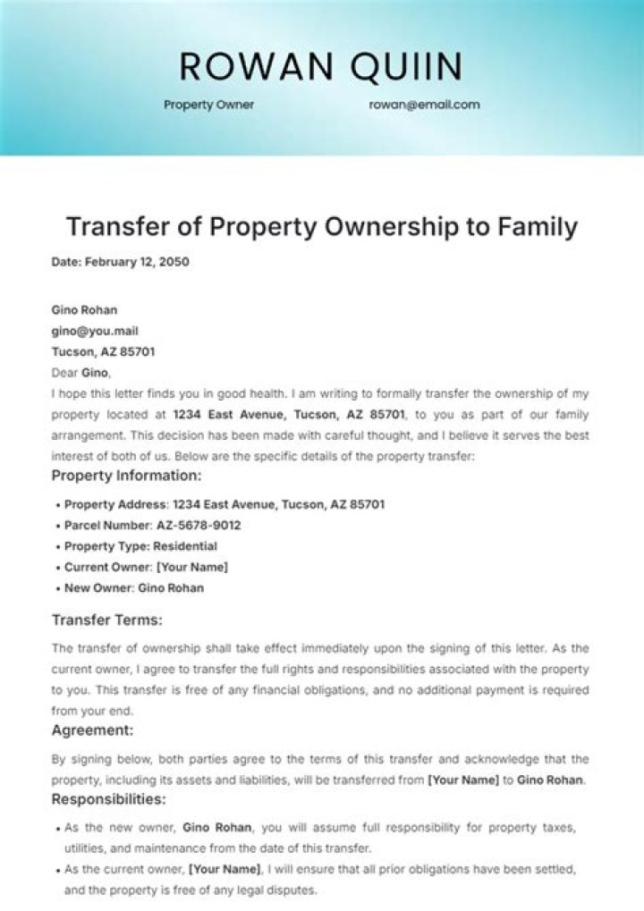 How to transfer ownership of a property to a family member?