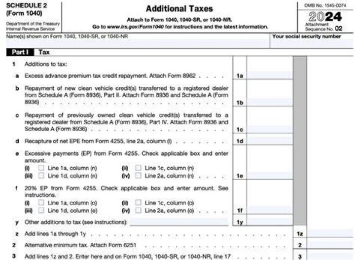 Is there a schedule 2 for 2019 taxes?