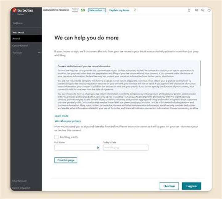 Should I sign the TurboTax consent form?