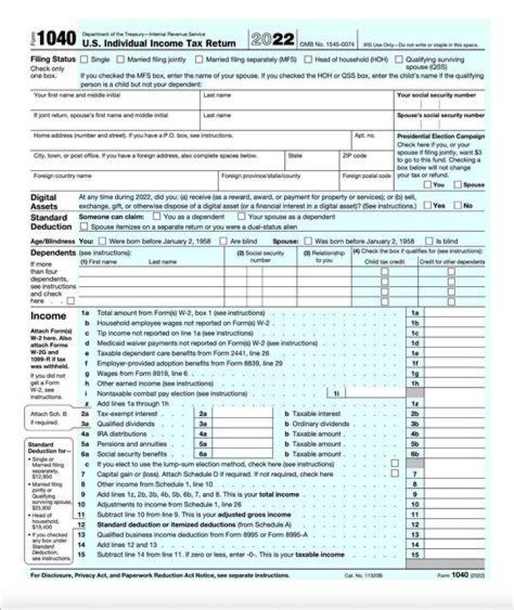 What are the different types of 1040 forms?