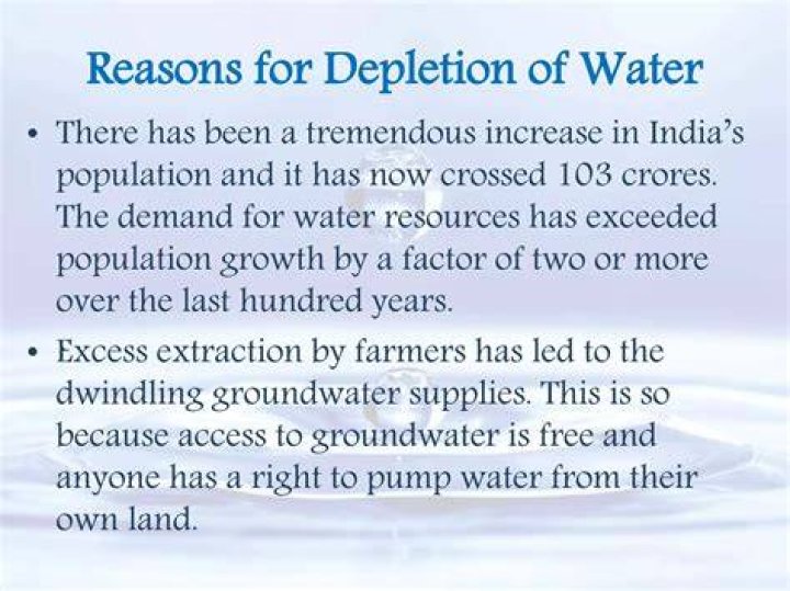 What are the reasons for ground water depletion in many areas?
