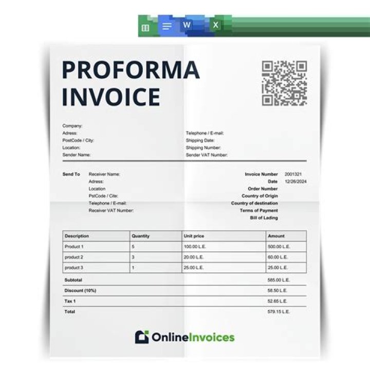 What information goes on a proforma invoice?