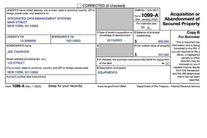 What is a 1099a used for?