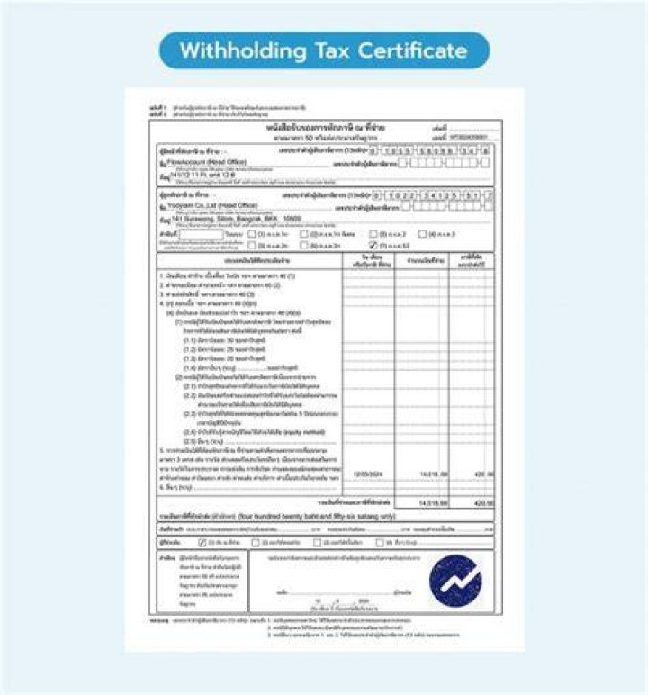 What is a certificate of withholding tax?