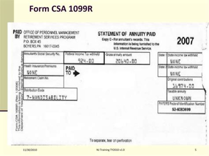 What is a CSA Form 1099-R?