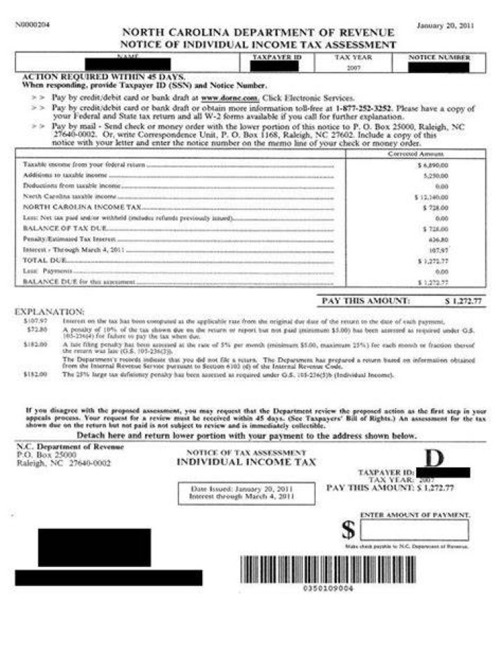 What is a notice of income tax assessment?