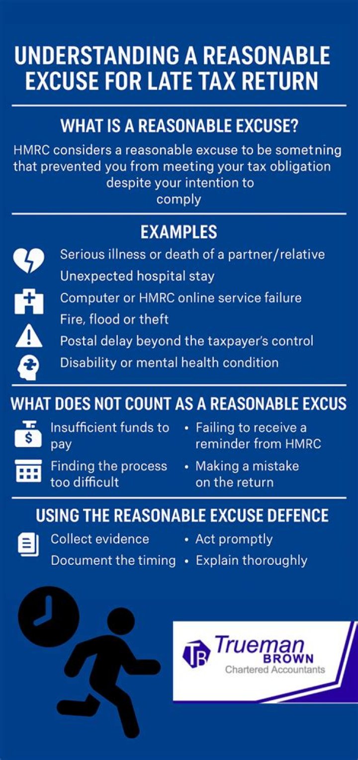 What is a reasonable excuse for late tax return?