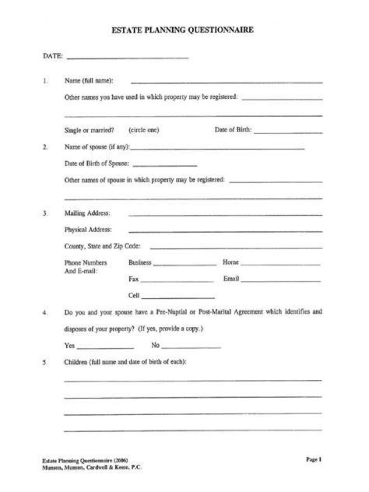 What is an estate planning questionnaire?