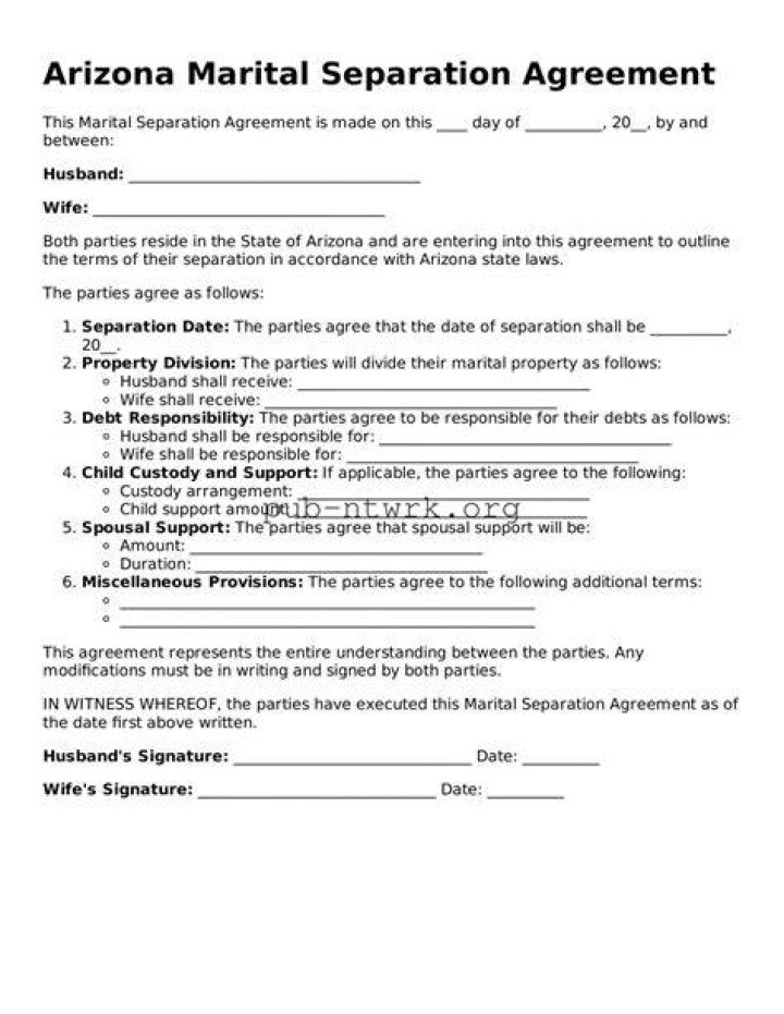 What is considered the marital date of separation in Arizona?