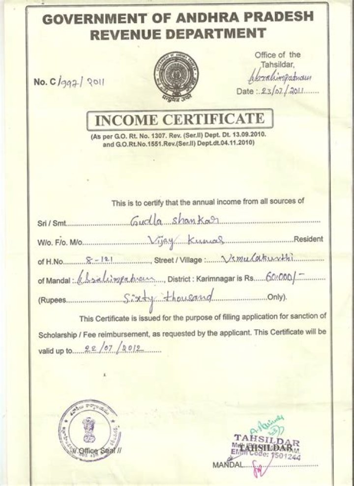 What is income in income certificate?