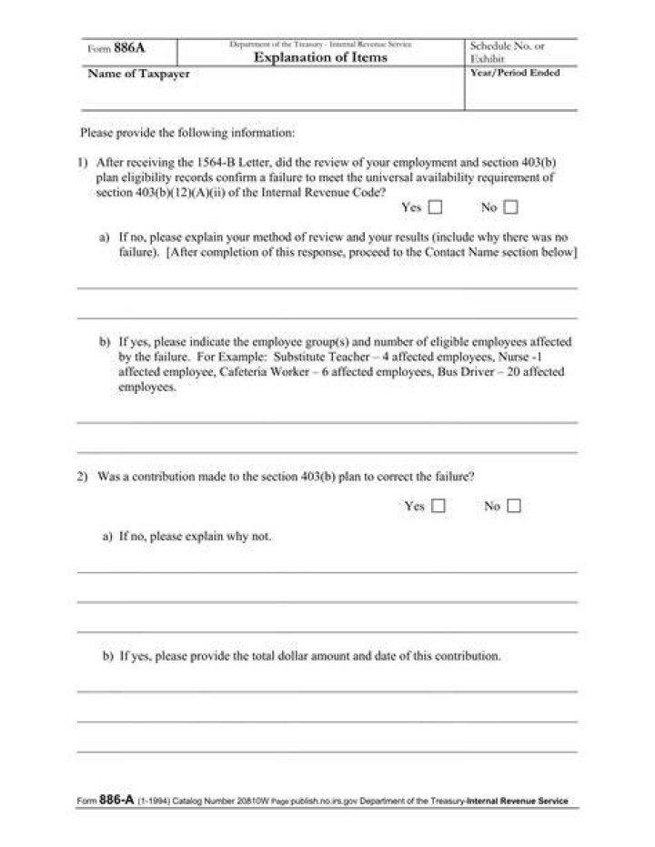 What is IRS Form 886A?
