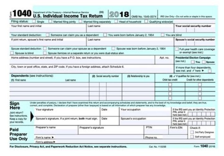 What is the IRS Form 1040 for 2018?