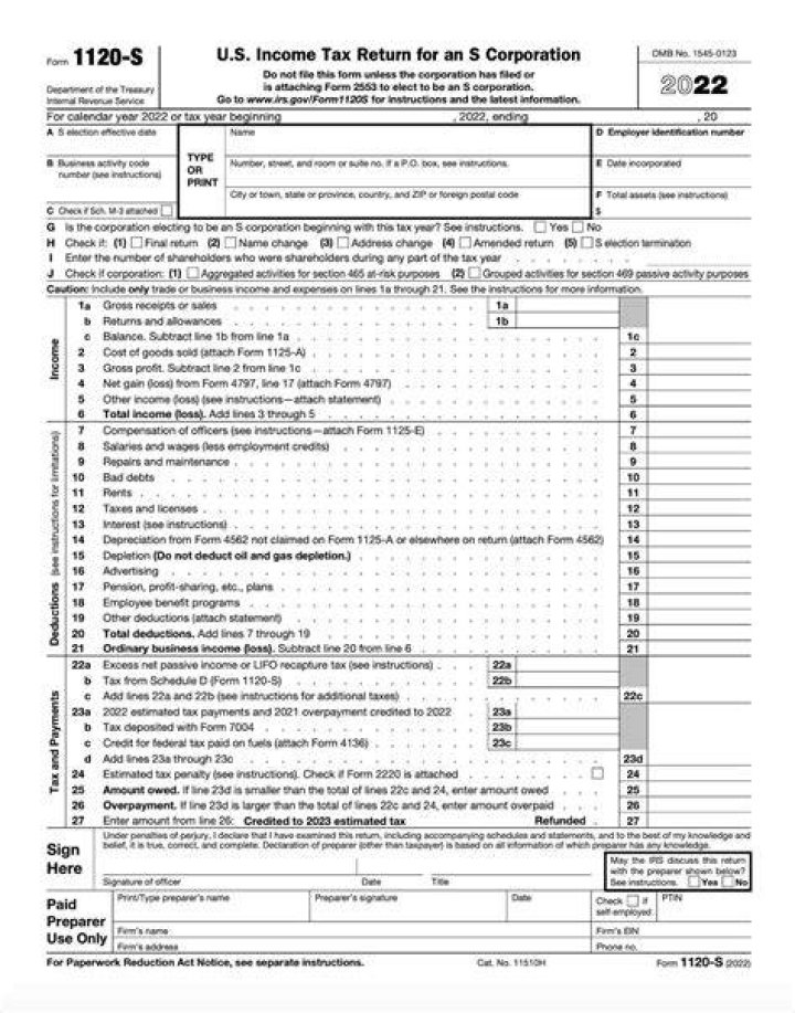 What is the purpose of the Form 1120 s?