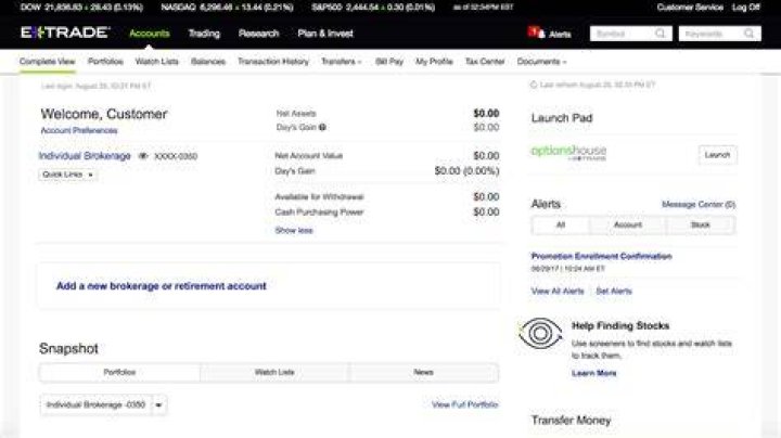 What kind of account do I need to open with Etrade?