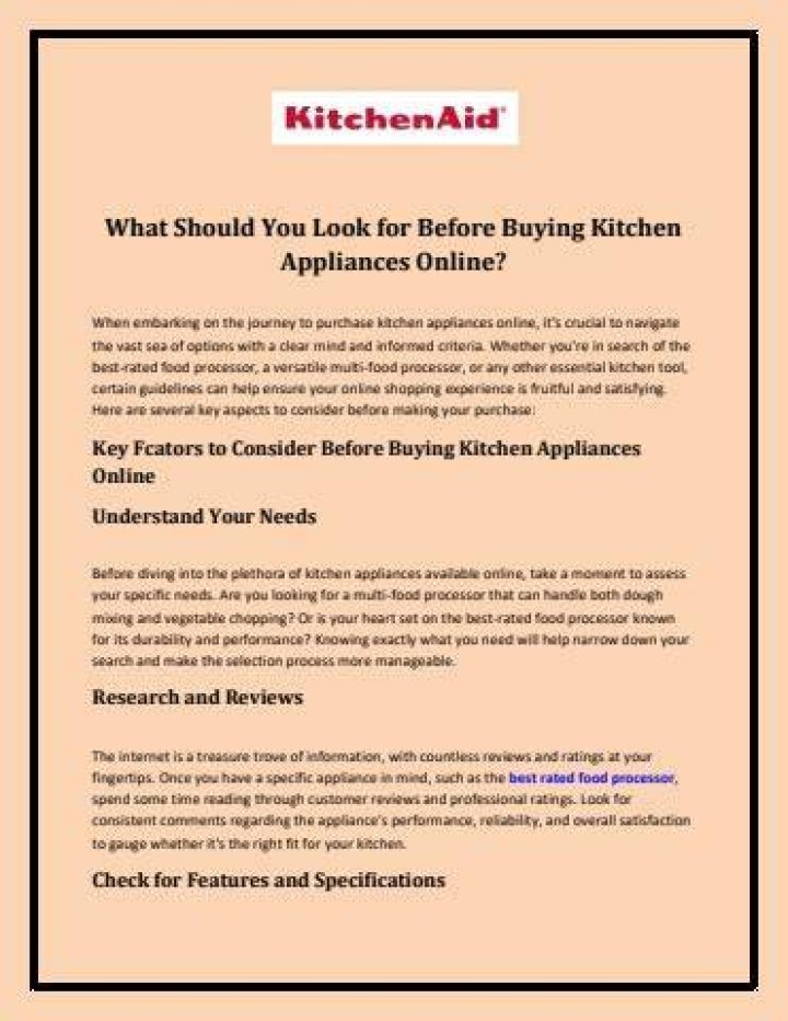 What should I look for when buying kitchen appliances?