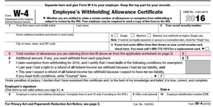 What should I put for exemptions on my W4?