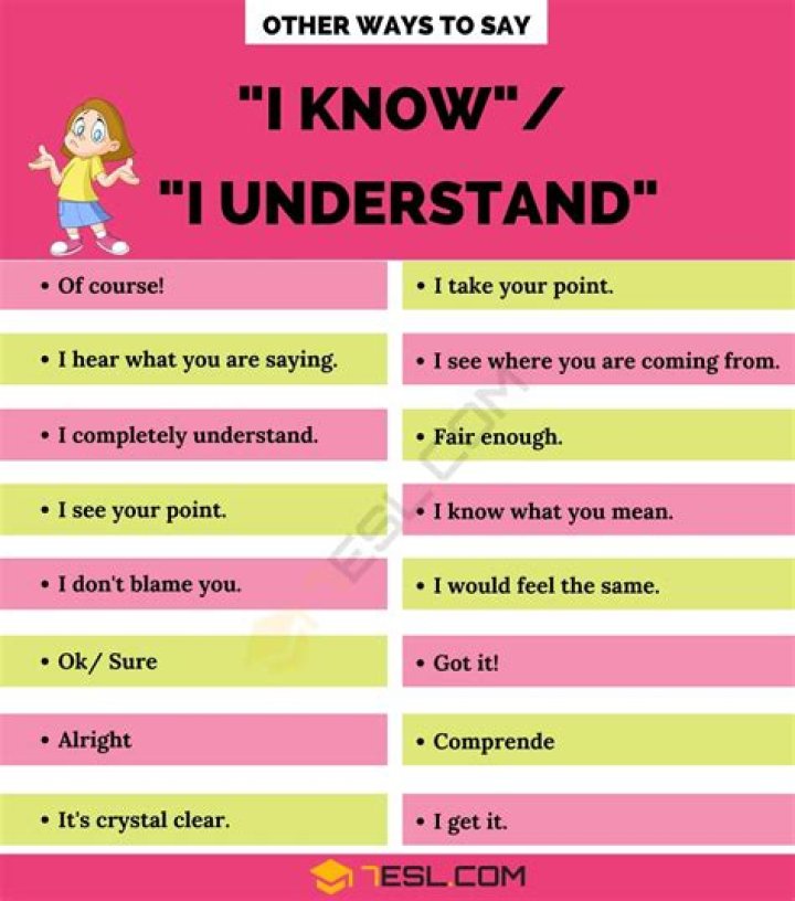 What to say instead of saying I understand?