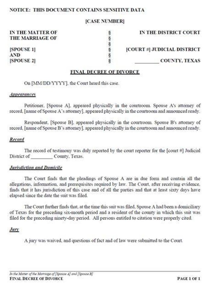 When does the court issue a divorce decree?