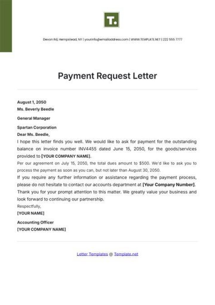 When to send a polite request for payment letter?