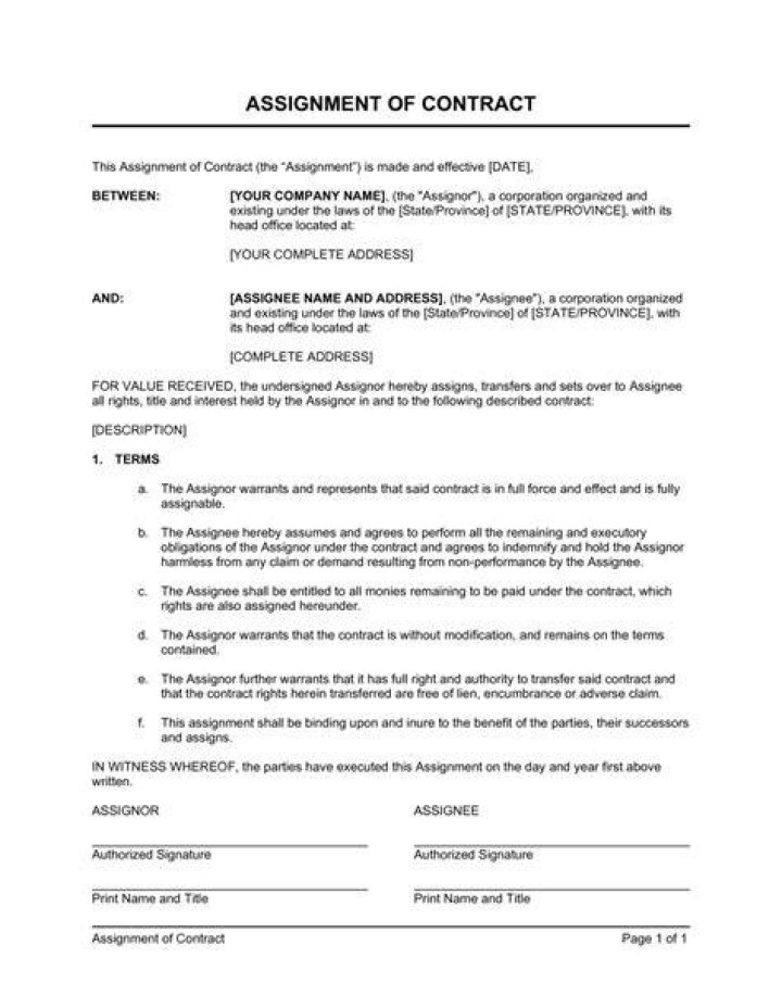 Where can I find an assignment of contract?