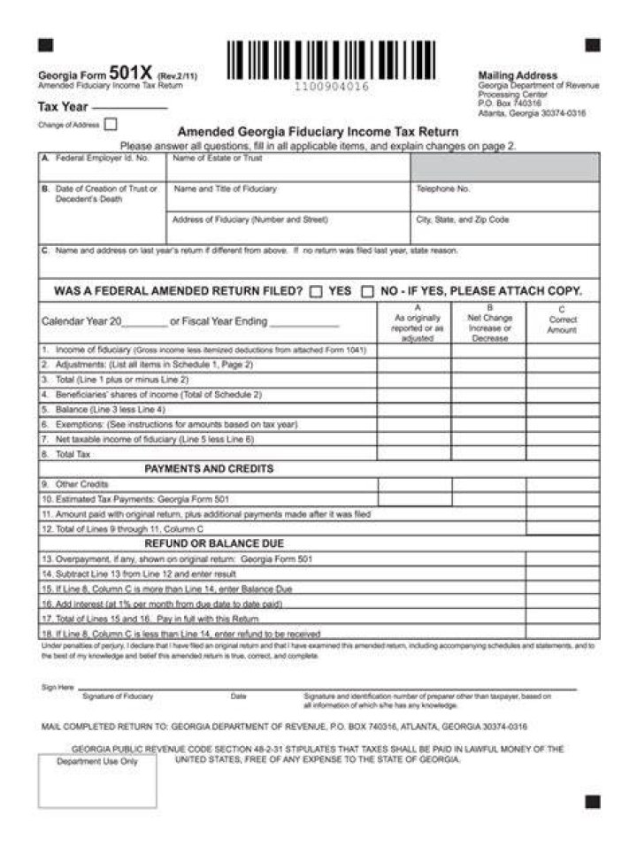 Where do I file Georgia Form 501?