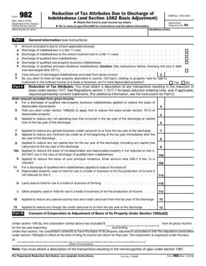 Which is the best way to fill out IRS Form 982?