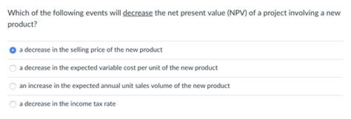 Which of the following will decrease the net present value?