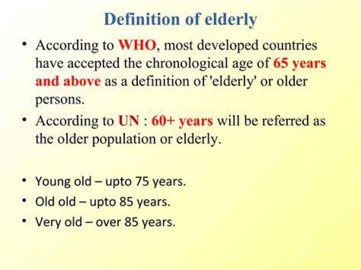WHO definition of an older or elderly person?